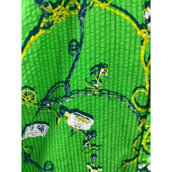 Lands’ End Men’s M Seersucker Short Sleeve Button Down Shirt Green Nautical - Picture 5 of 8